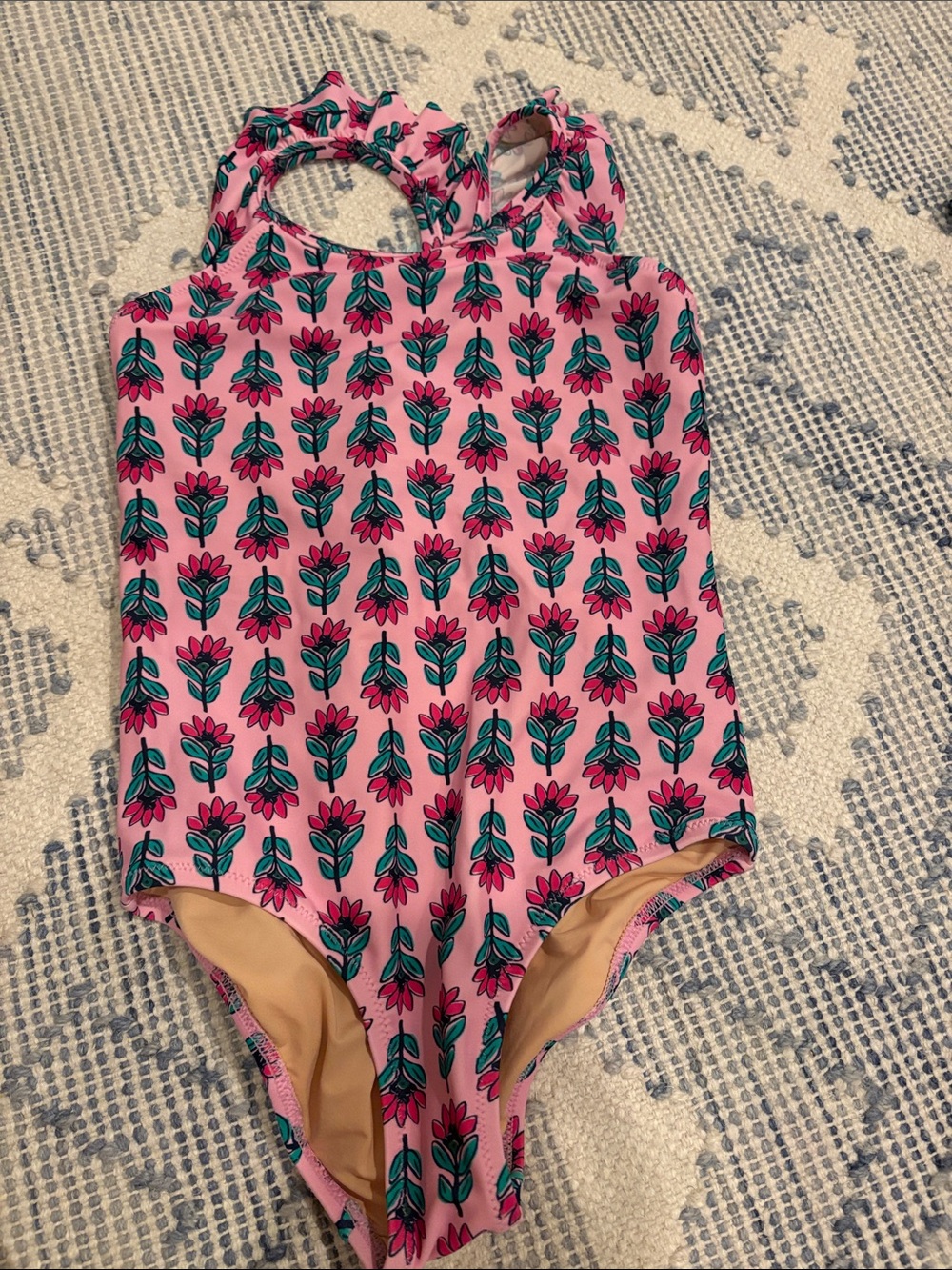 Girls Pink Floral One-Piece Swimsuit -Jcrew